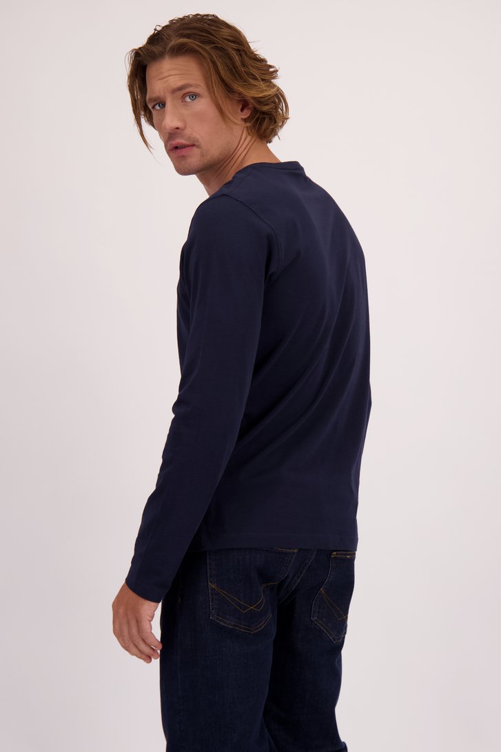Achterkant van Navy T-shirt met lange mouwen door Liberty Island voor Heren