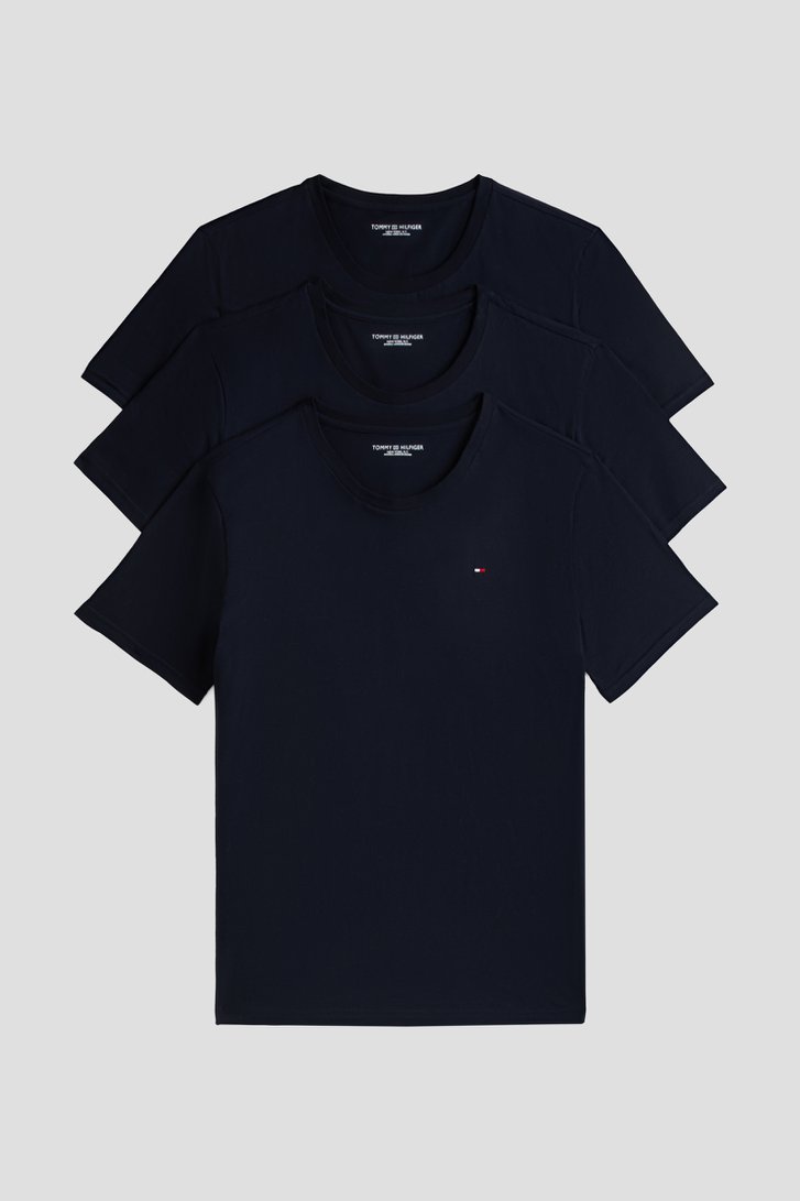 Productfoto 1 van Navy T-shirt met ronde hals - Set van 3 door Tommy Hilfiger voor Heren