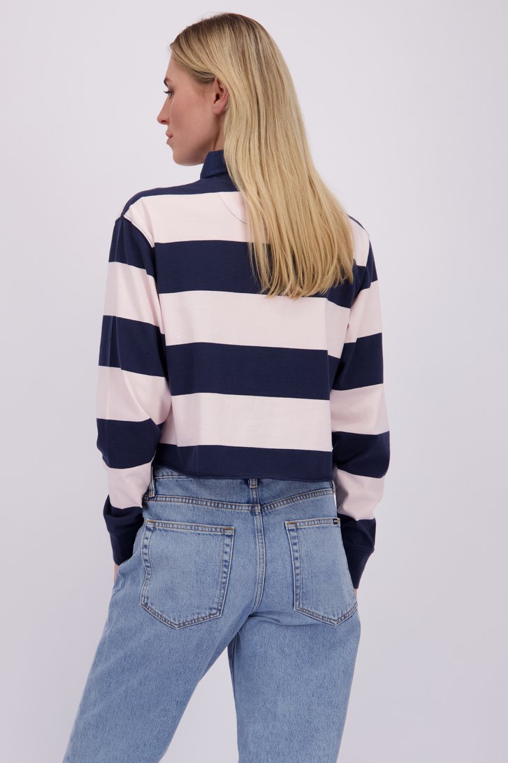Achterkant van Navy-witte gestreepte polo door Superdry voor Dames