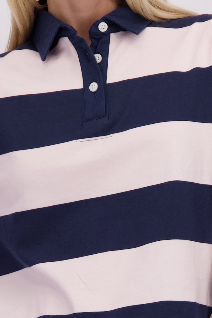 Detail van Navy-witte gestreepte polo door Superdry voor Dames