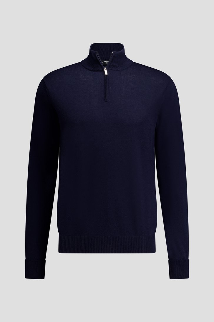 Productfoto 1 van Navy wollen trui met korte rits door Dansaert Black Premium voor Heren