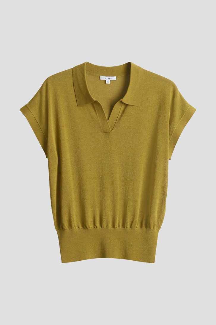 Olijfgroen fijngebreid poloshirt van Opus voor Dames