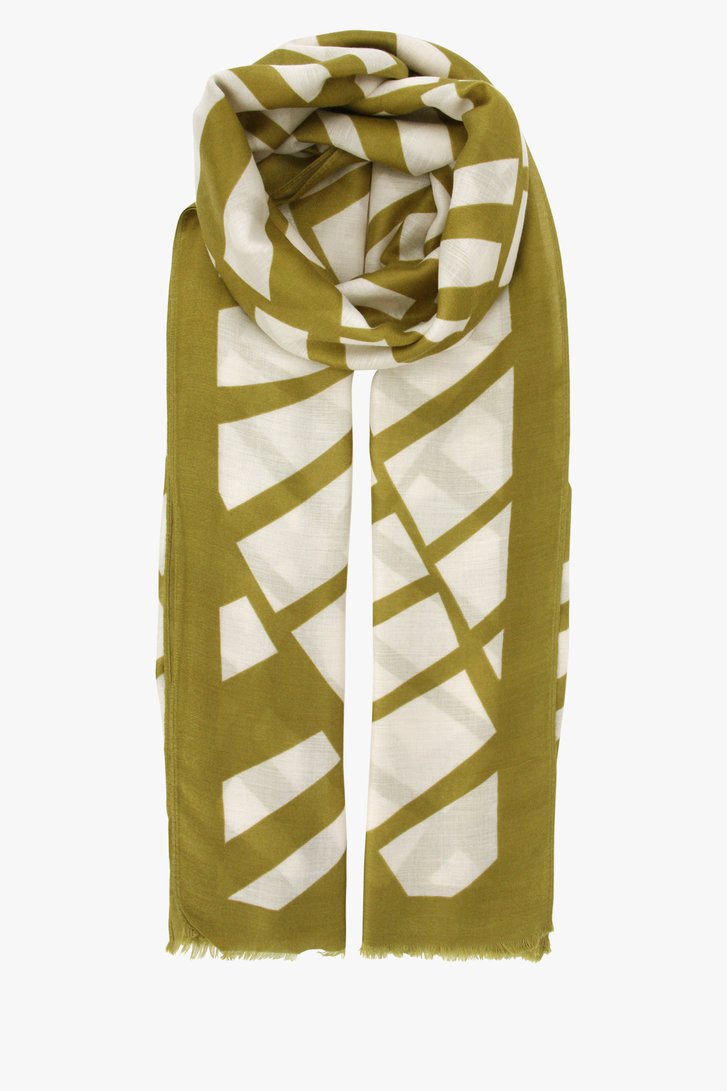 Olijfgroen sjaaltje met geometrische print van Liberty Island voor Dames