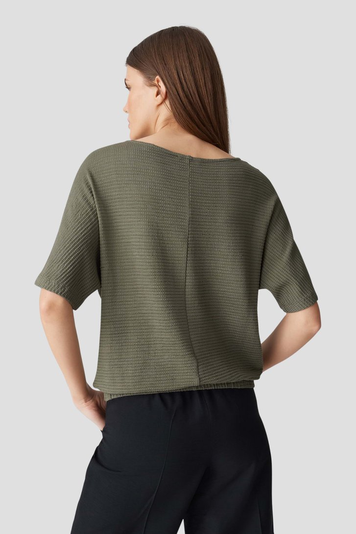 Olijfgroen T-shirt met structuur van Opus voor Dames