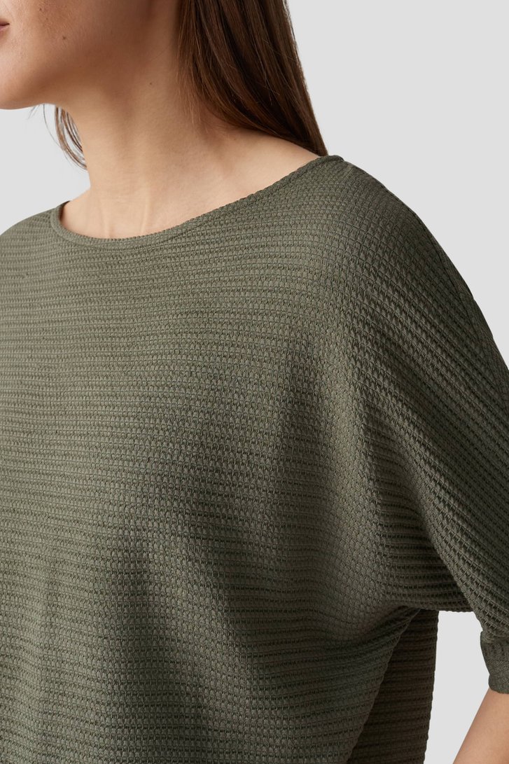 Olijfgroen T-shirt met structuur van Opus voor Dames