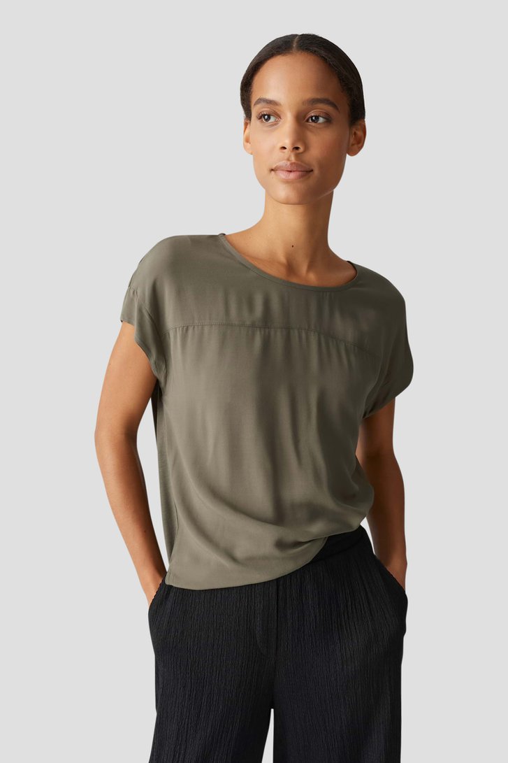 Olijfgroen T-shirt van Opus voor Dames