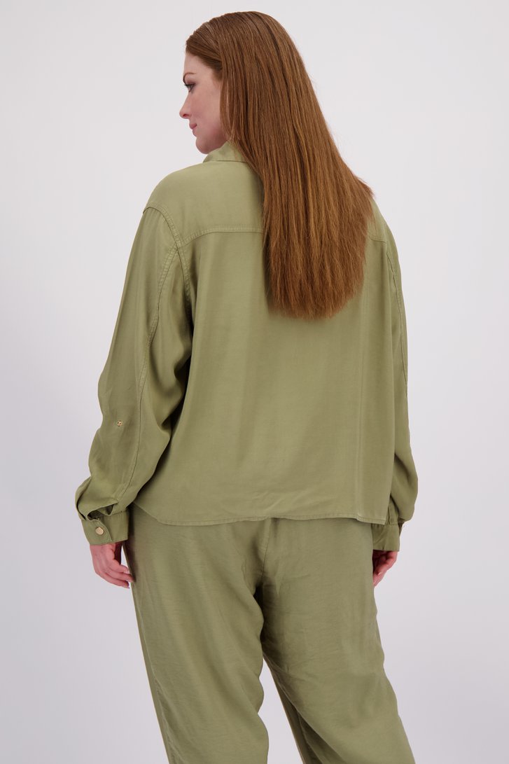 Achterkant van Olijfgroen vestje met knopen door Yest Curve voor Dames