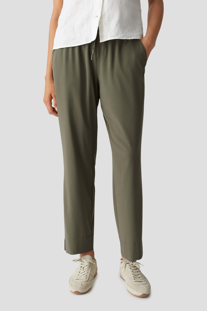 Olijfgroene joggingbroek met elastische tailleband van Opus voor Dames