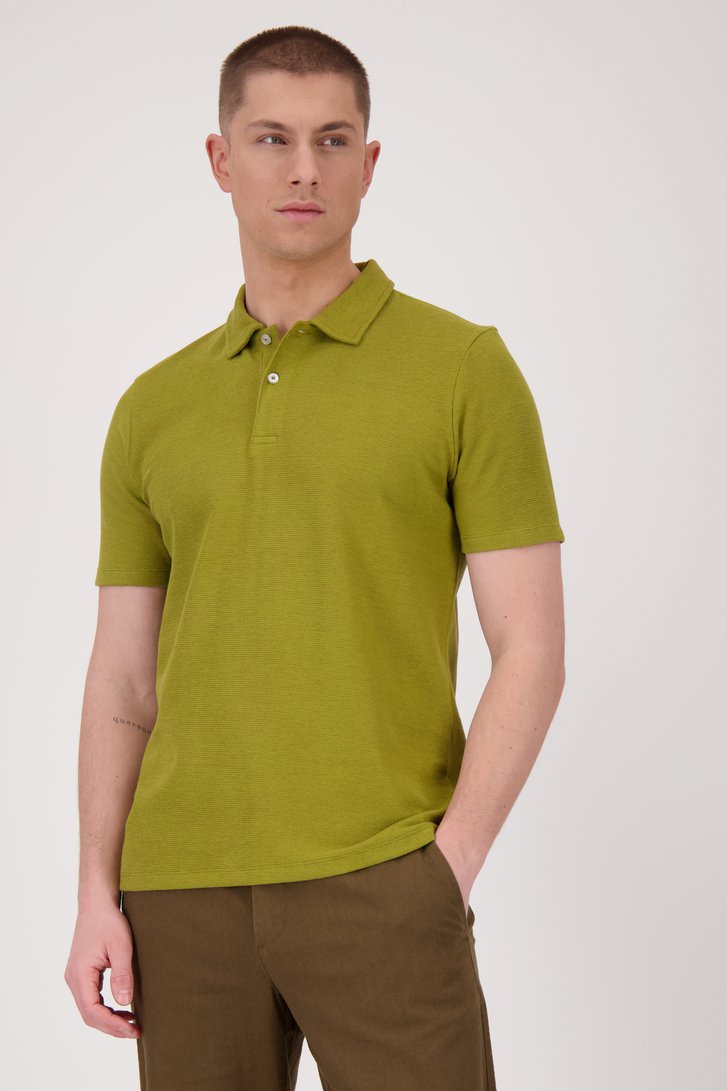 Olijfgroene polo met structuur  van Casual Five voor Heren