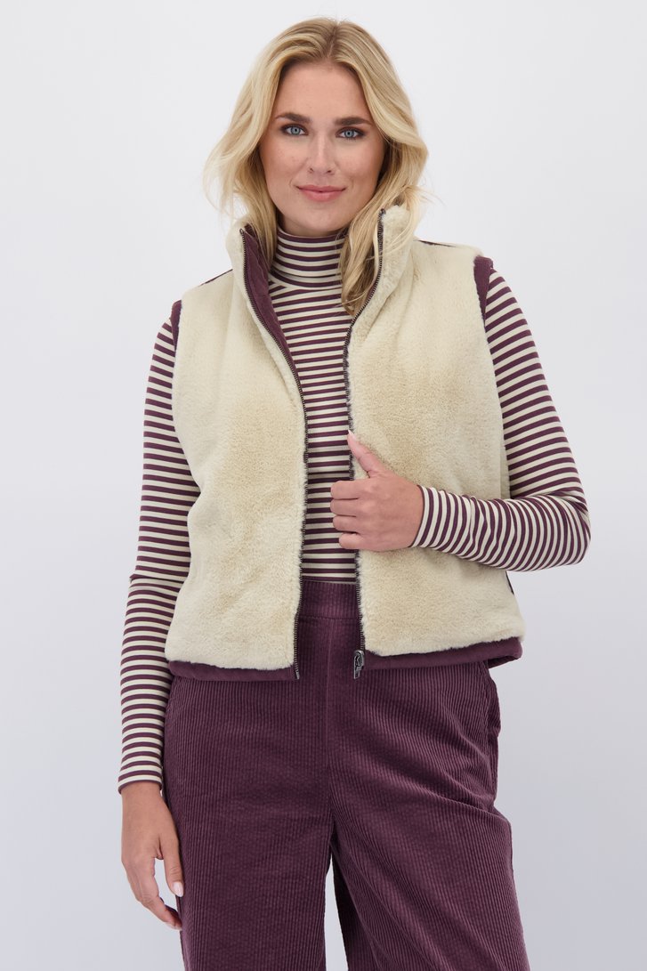 Voorkant van Omkeerbare bodywarmer in bordeaux en beige door Libelle voor Dames