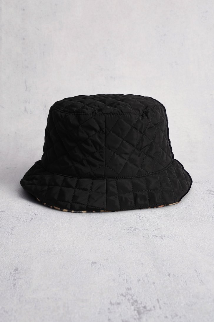Voorkant van Omkeerbare bucket hat - Zwart en luipaardprint door Modeno voor Dames