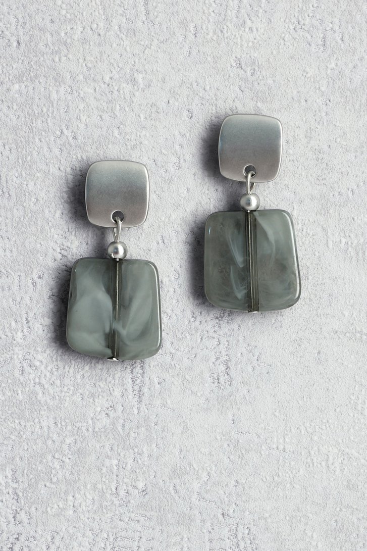 Voorkant van Oorbellen met groengrijze kralen door Libelle voor Dames