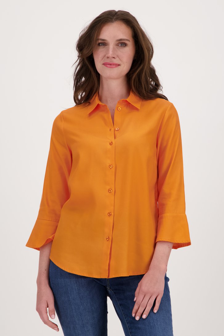Oranje blouse met elegante 3/4 mouwen van More & More voor Dames