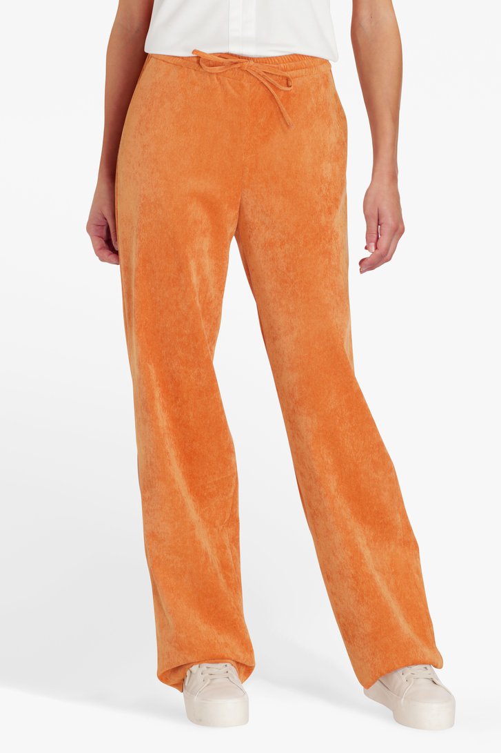 Oranje broek in ribfluweel - straight fit van Liberty Island voor Dames