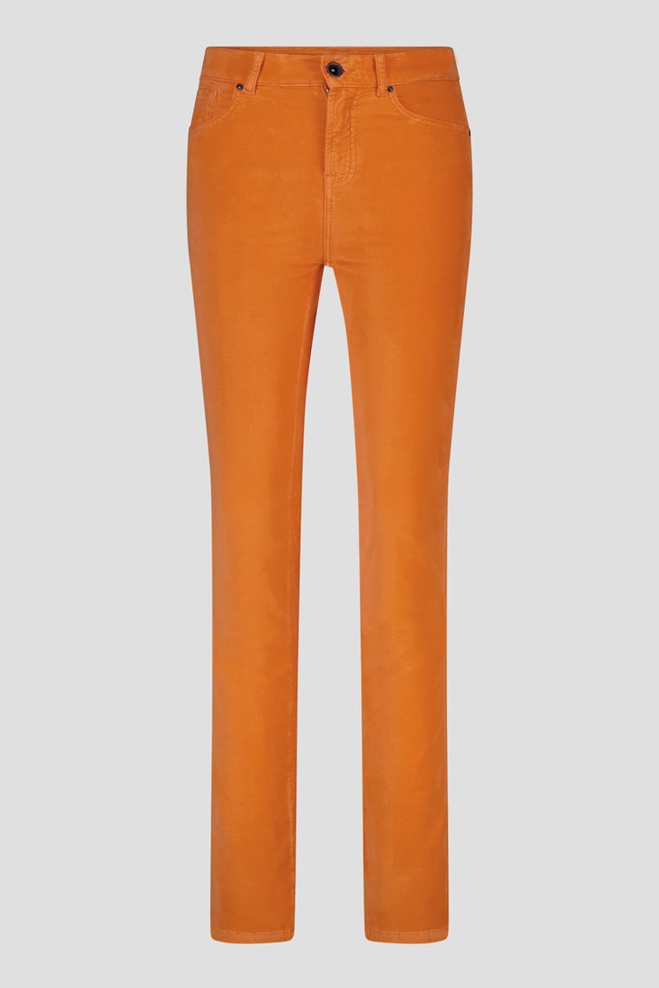 Oranje broek met velvet look van Louise voor Dames