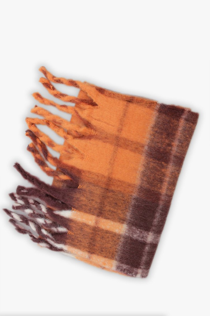 Oranje-bruin geruite sjaal