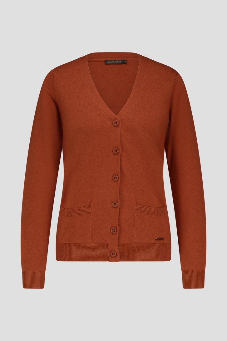 Productfoto 1 van Oranje-bruine cardigan met ton-sur-ton knopen door Claude Arielle voor Dames