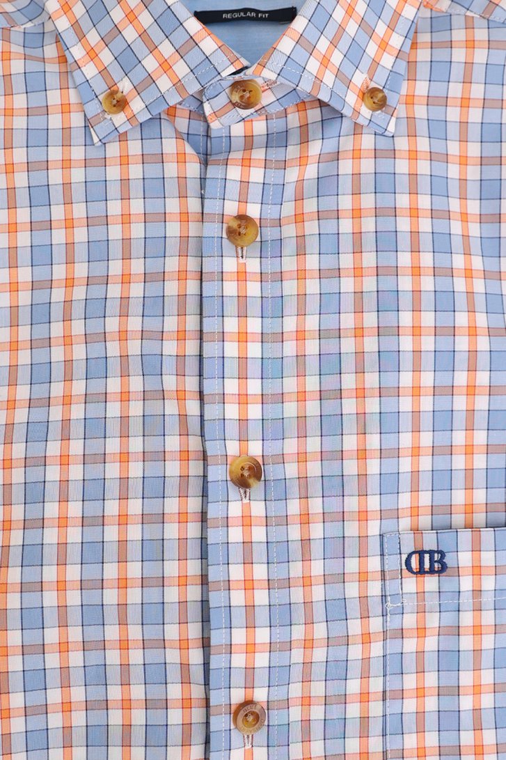 Oranje-grijs geruit hemd - regular fit van Dansaert Blue voor Heren