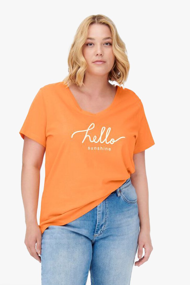 grote Oceaan Instrument pomp Oranje 'hello sunshine' T-shirt van Only Carmakoma | 9650688 | e5