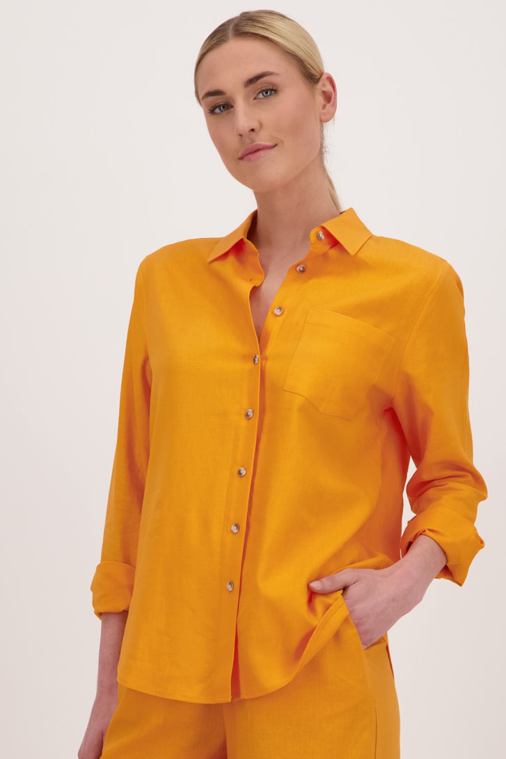 Oranje linnen blouse van Liberty Island voor Dames