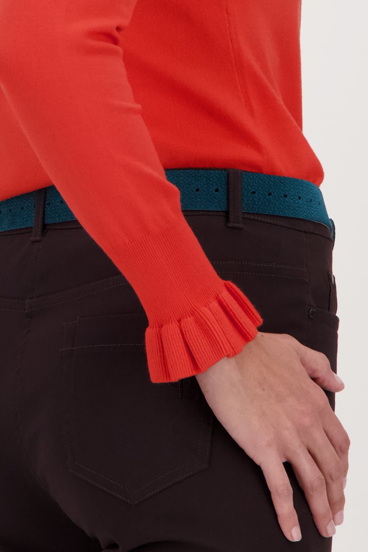Oranje-rood truitje met hoge hals van Claude Arielle voor Dames