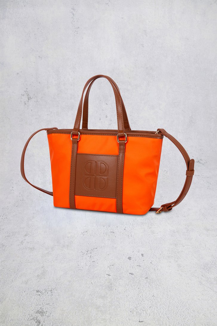 Productfoto 1 van Oranje schoudertas met bruine leather look details door Laurent David voor Dames