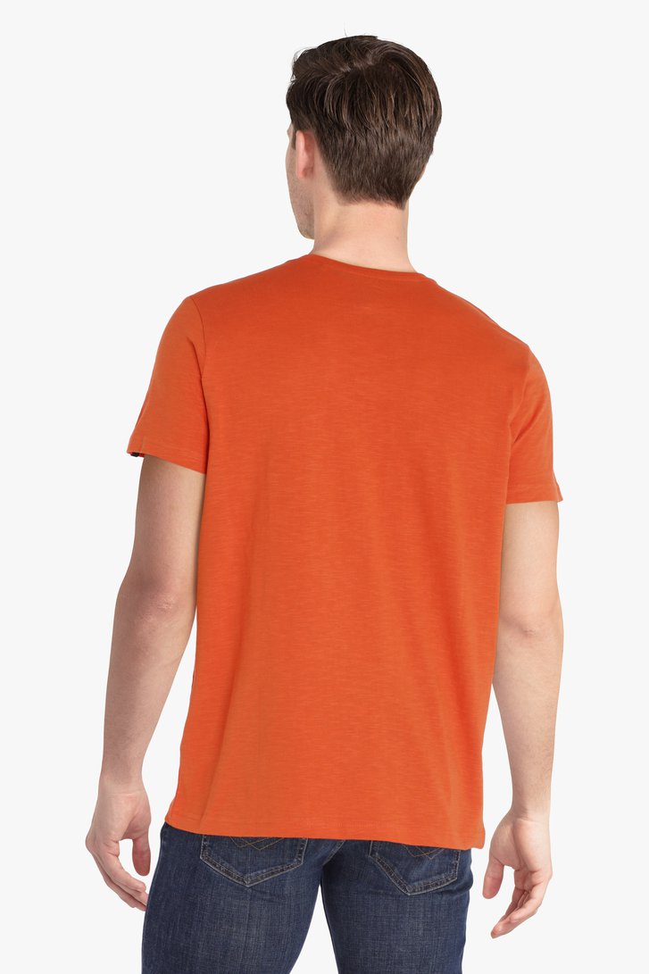 Oranje T-shirt met borstzak van Ravøtt voor Heren