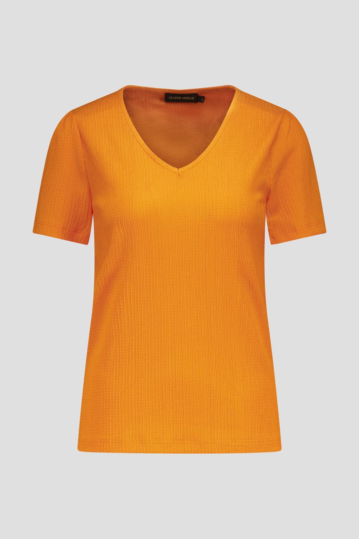Oranje T-shirt met fijne textuur van Claude Arielle voor Dames
