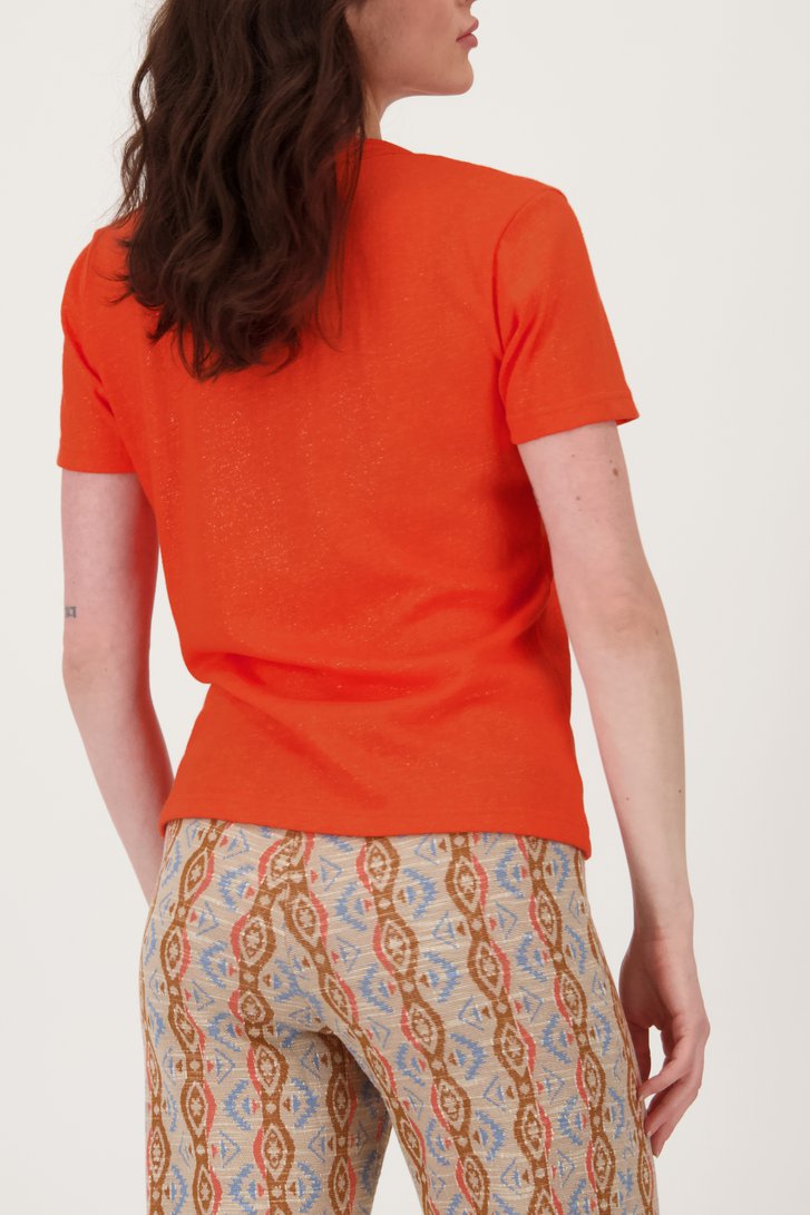 Oranje T-shirt met glitters van Geisha voor Dames