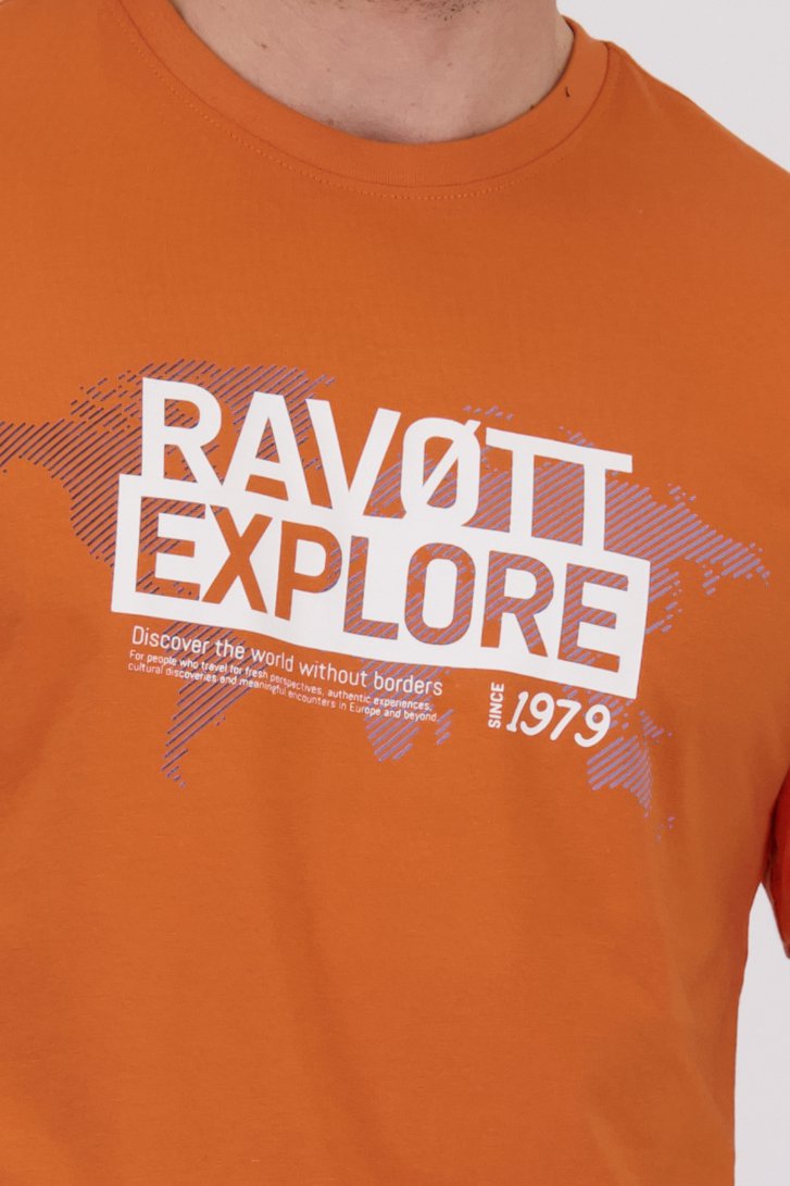 Detail van Oranje T-shirt met opdruk door Ravøtt voor Heren