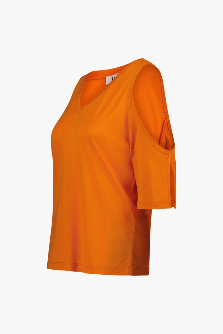 Oranje T-shirt met uitgesneden schouders van Louise voor Dames