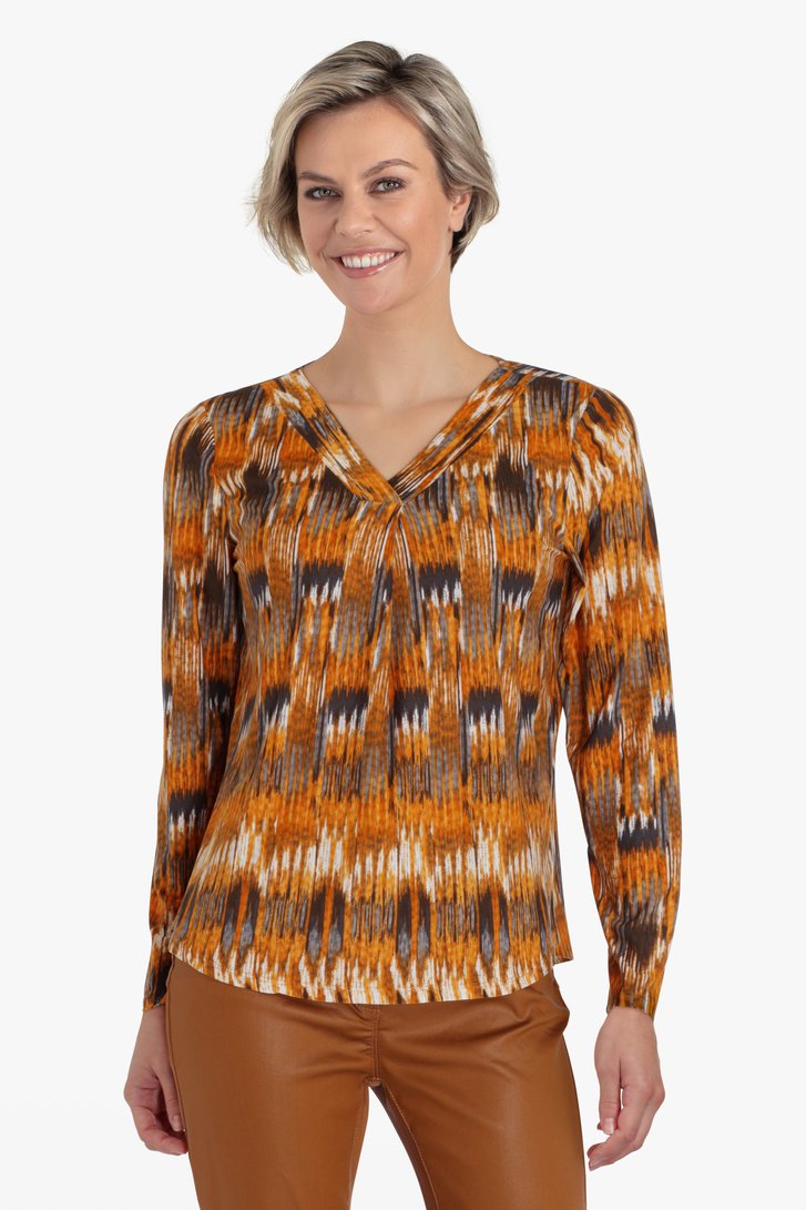 Oranje T-shirt met V-hals van Diane Laury voor Dames