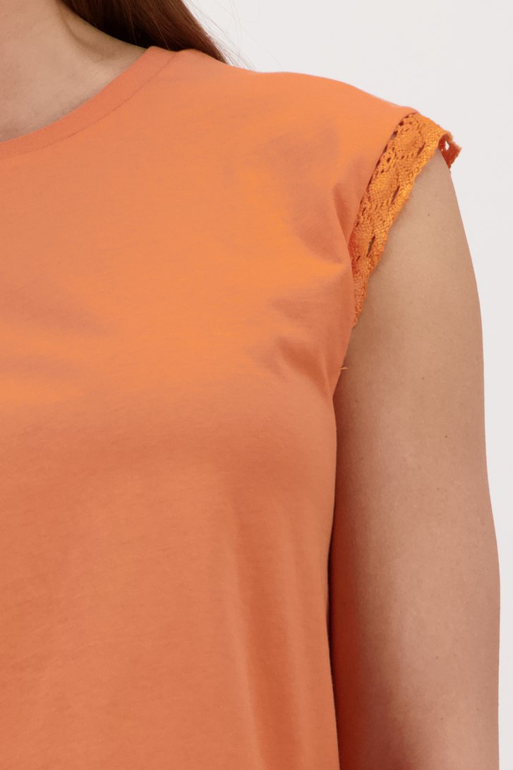 Oranje topje met gehaakt detail van JDY voor Dames