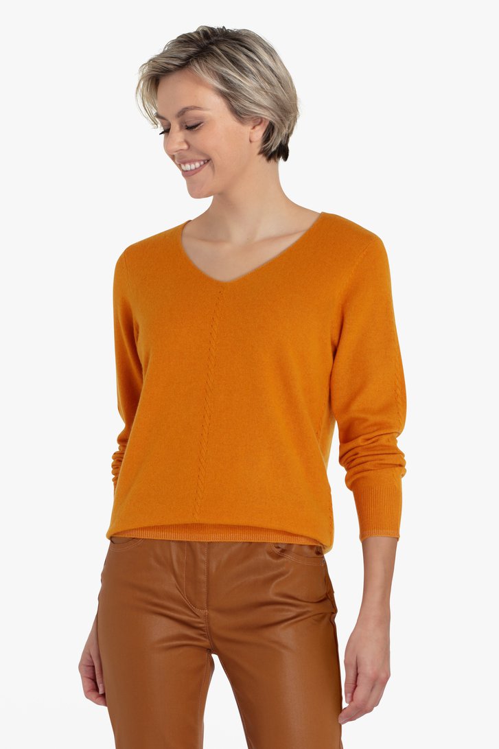 Oranje trui met V-hals van Diane Laury voor Dames