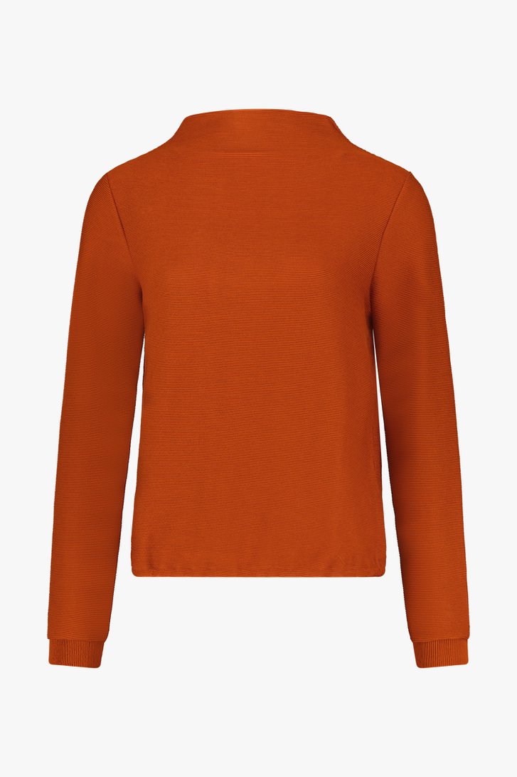 Oranjebruin T-shirt in ribstof 