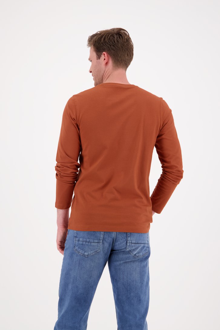 Oranjebruin T-shirt met lange mouwen van Ravøtt voor Heren