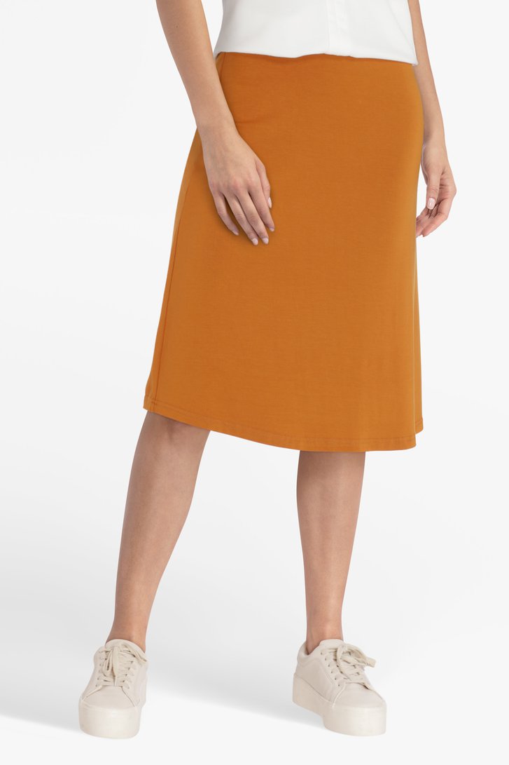Oranjebruine rok met elastische taille