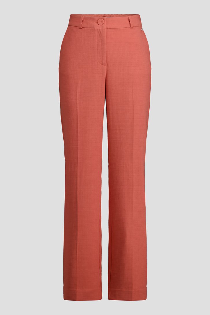 Productfoto 1 van Oranjerode broek in structuurstof door Claude Arielle voor Dames