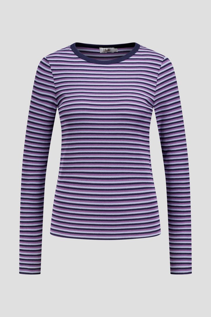 Productfoto 1 van Paars-blauw gestreept T-shirt door Libelle voor Dames