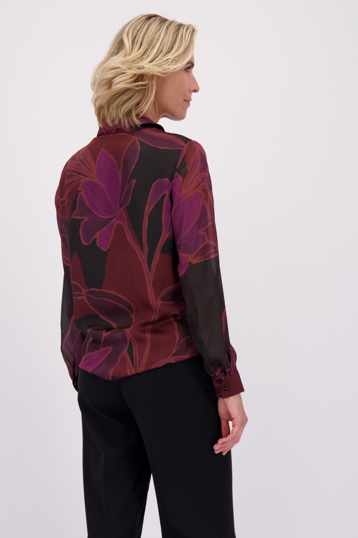 Achterkant van Paarse blouse met print door Claude Arielle voor Dames