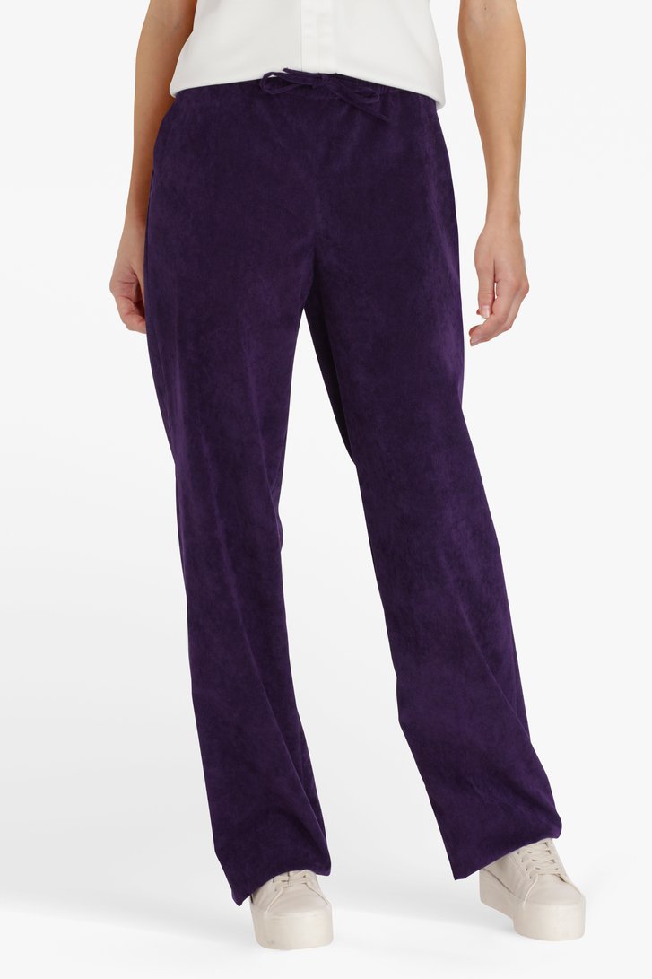 Paarse broek in ribfluweel - straight fit van Liberty Island voor Dames