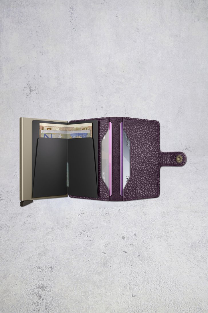 Productfoto 1 van Paarse lederen kaarthouder - Miniwallet Pebble door Secri voor Dames