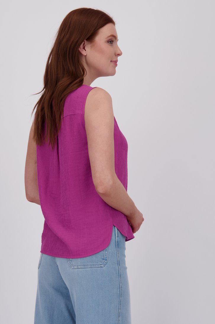 Paarse top in fijne reliëfstof van Libelle voor Dames