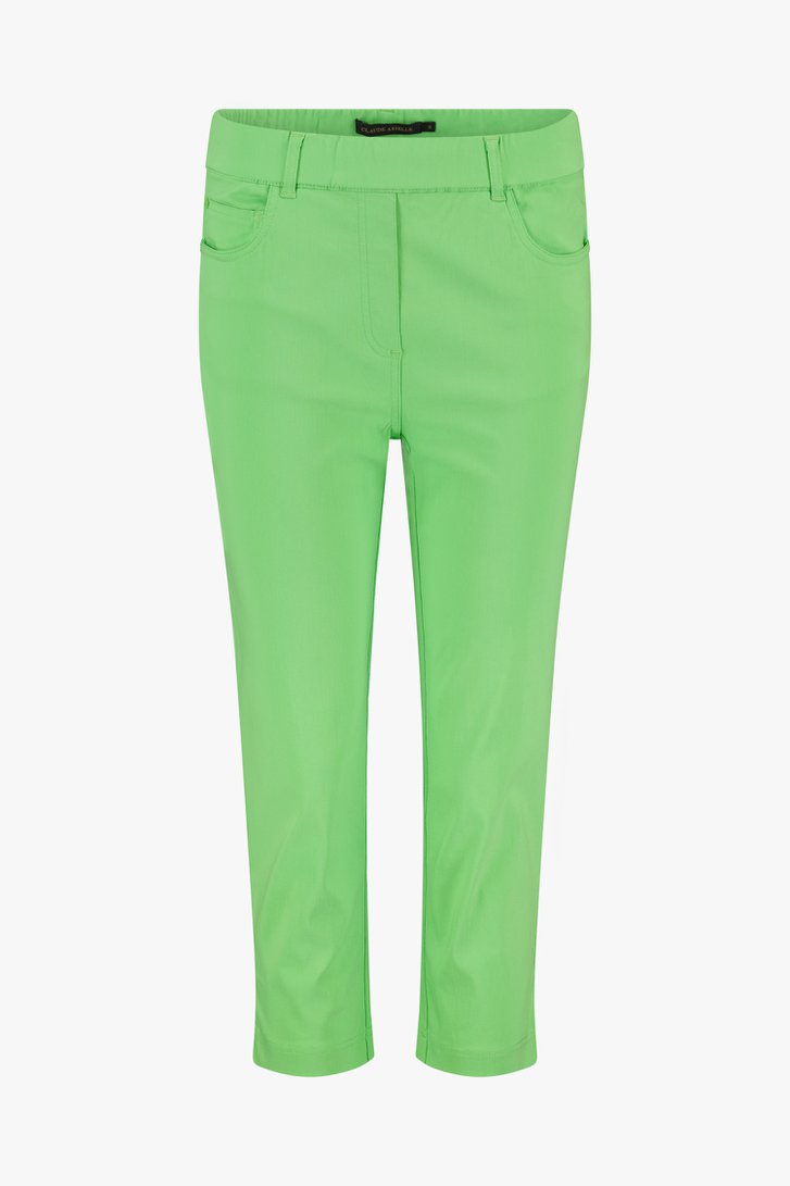Pantalon 7/8 vert à taille élastiquée de Claude Arielle pour Femmes