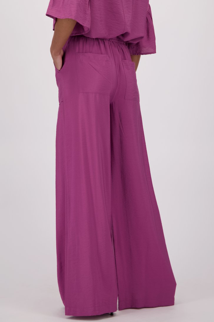 Pantalon ample bordeaux en tissu brillant de Louise pour Femmes