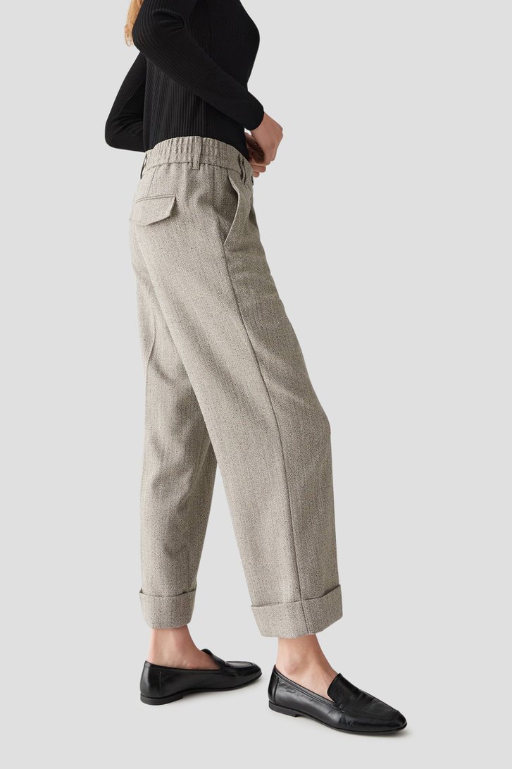 Détail de Pantalon beige à motif chevrons de Opus pour Femmes