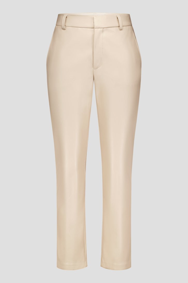 Pantalon beige avec aspect cuir - Slim fit de Geisha pour Femmes