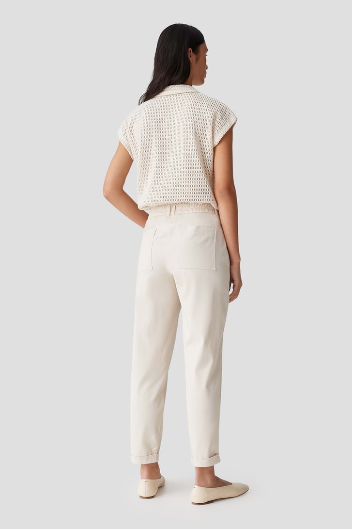 Pantalon beige tapered fit avec taille élastique de Opus pour Femmes
