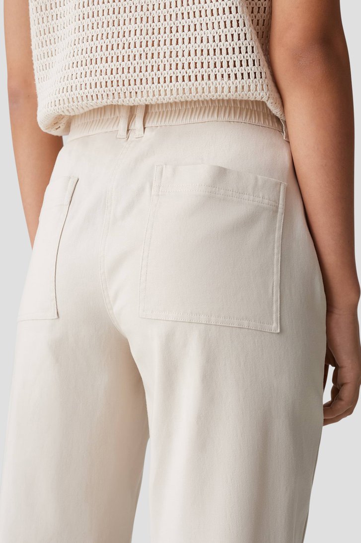 Pantalon beige tapered fit avec taille élastique de Opus pour Femmes