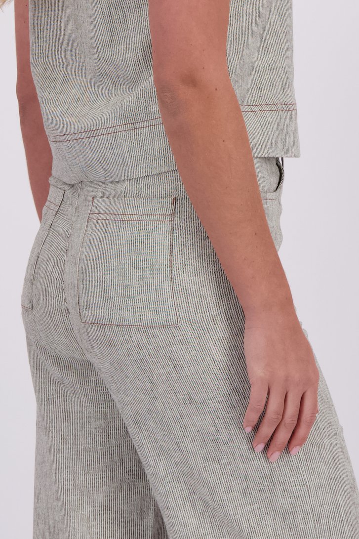 Détail de Pantalon blanc à rayures avec jambes larges de Liberty Loving nature pour Femmes